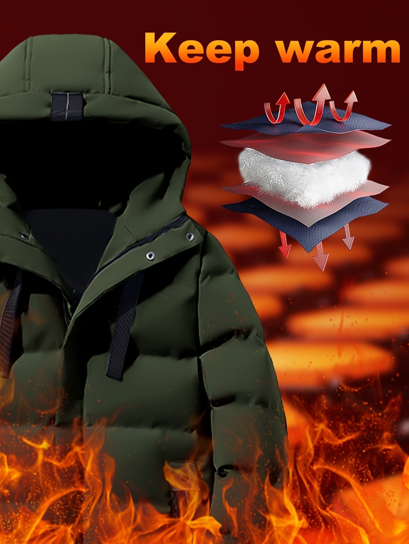 Warme Winterjacke mit Kapuze und langem Design für Herren | Ideal für den Winter