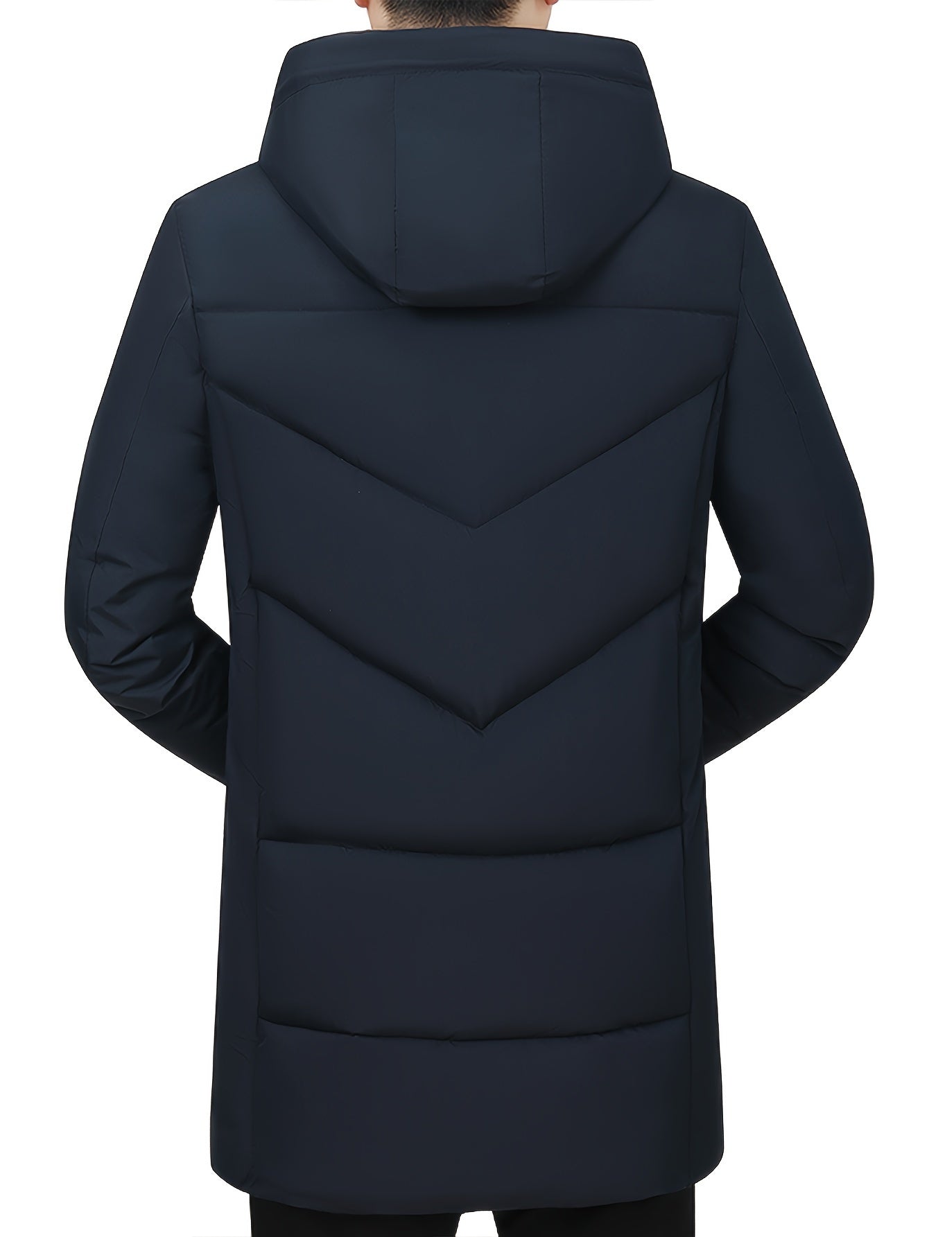 Warmer schwarzer dicker Steppmantel mit Kapuze für Herren | Ideal für den Winter