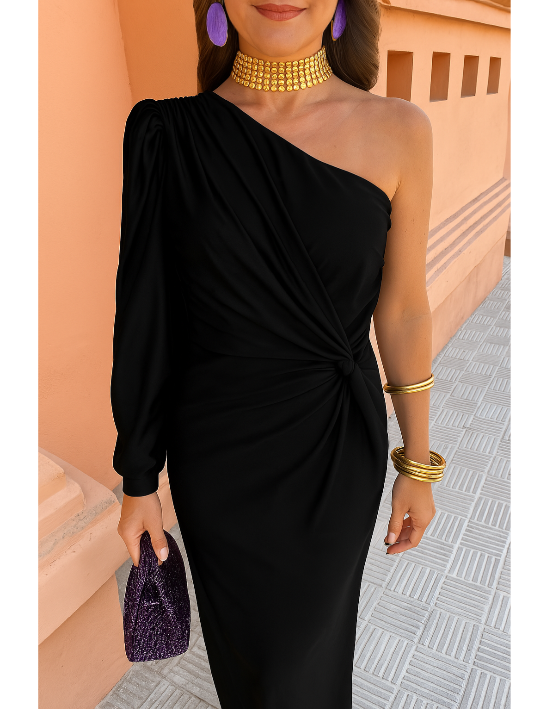 Alaysia | Elegantes schwarzes Sommerkleid
