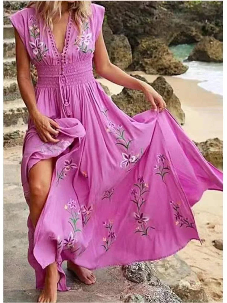 Zilvara | Luftiges Maxikleid mit zarten Stickereien