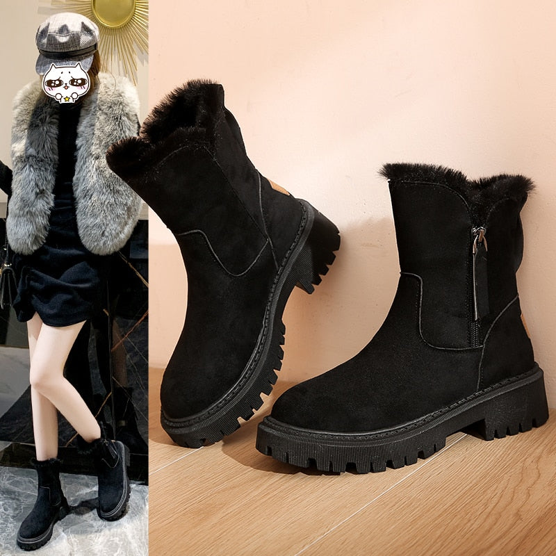 Warme Winterstiefel mit Wolle und Reißverschluss für Damen | Perfekt für legere Tage