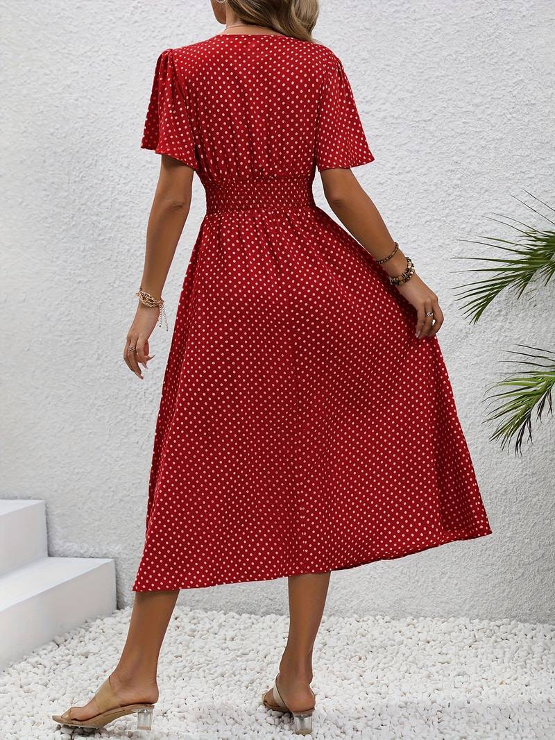 Allover-Print Kurzarmkleid Für Frühling Und Sommer