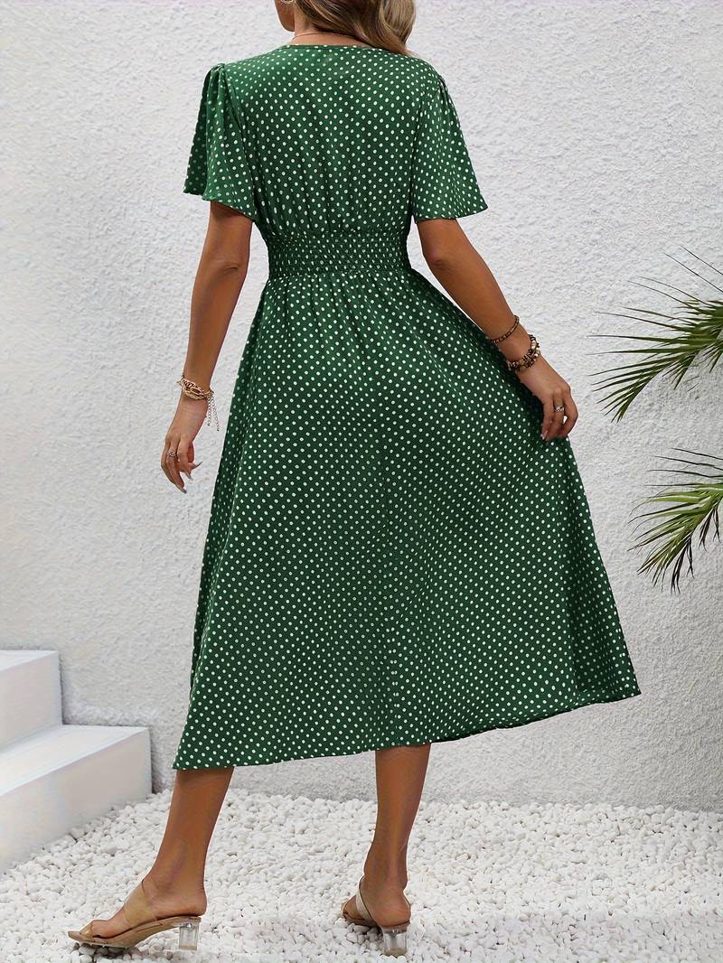 Allover-Print Kurzarmkleid Für Frühling Und Sommer