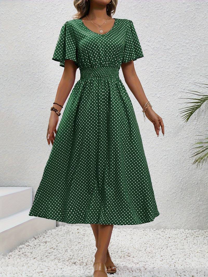 Allover-Print Kurzarmkleid Für Frühling Und Sommer