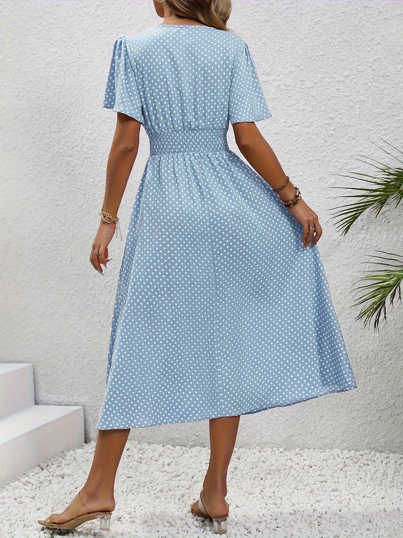 Allover-Print Kurzarmkleid Für Frühling Und Sommer