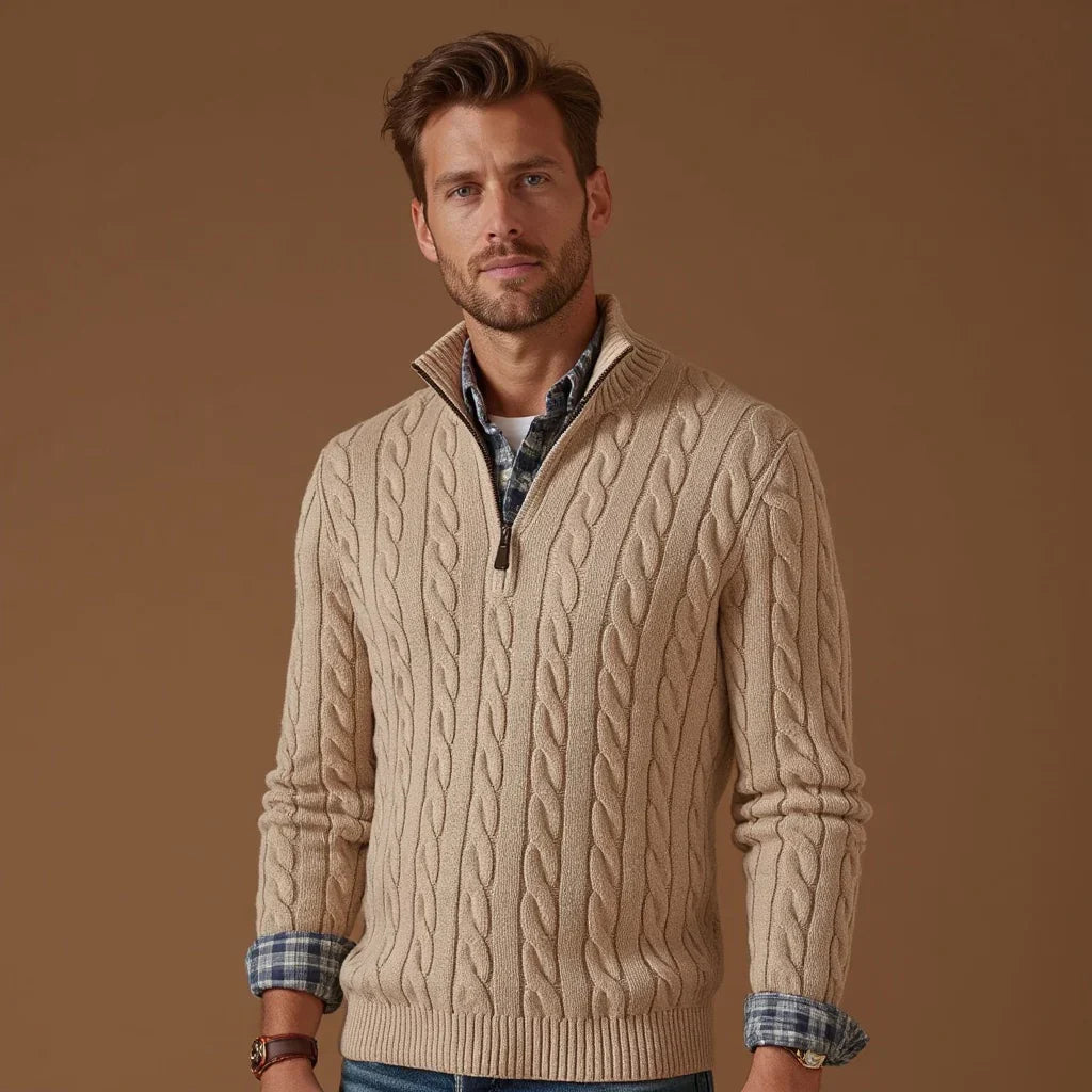Alessandro™ - Pullover mit Zopfmuster und Reißverschluss