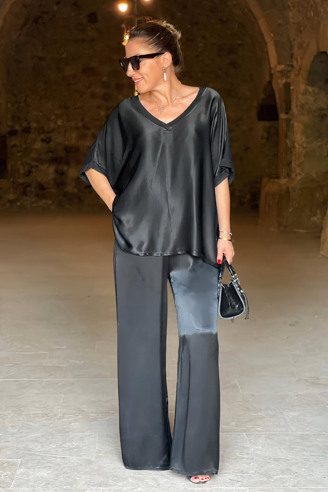 Zweiteiliges Satin-Set - Chie