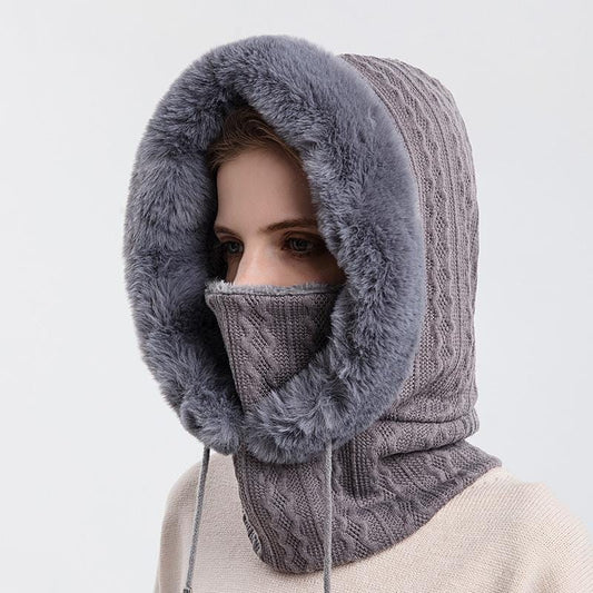 Winterpelzmütze mit Maske für Frauen