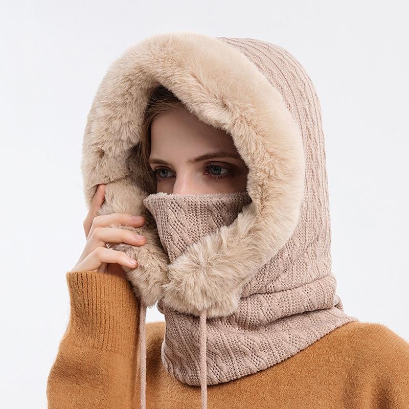 Winterpelzmütze mit Maske für Frauen