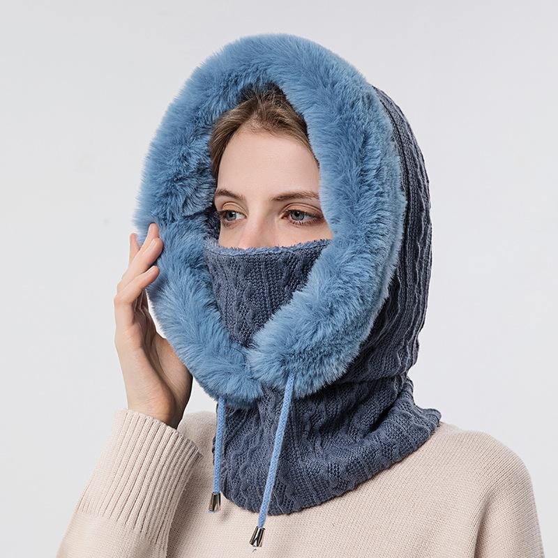 Winterpelzmütze mit Maske für Frauen