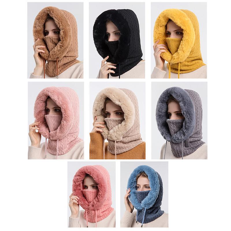 Winterpelzmütze mit Maske für Frauen