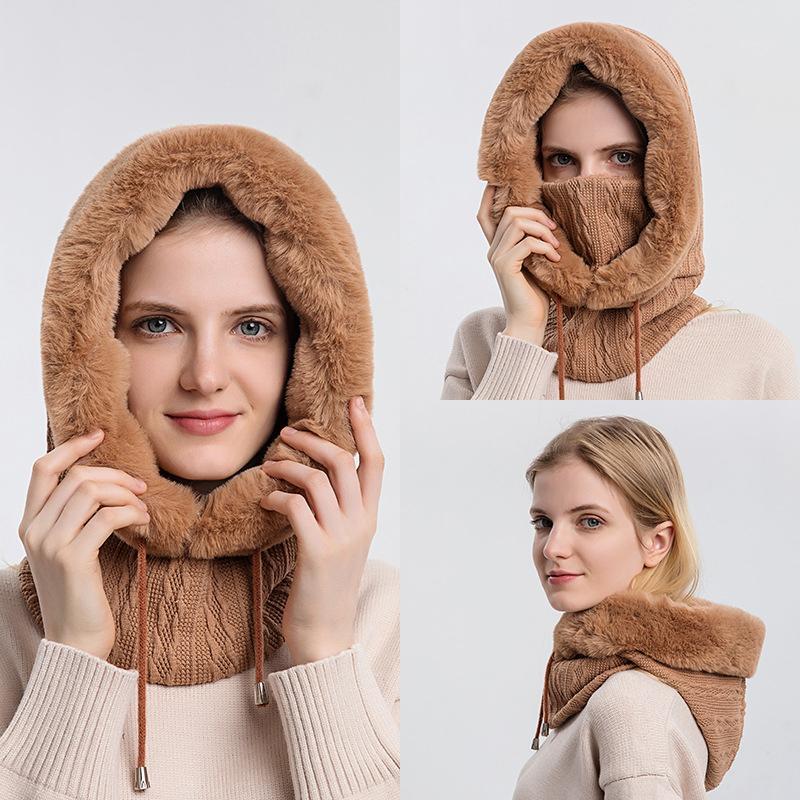 Winterpelzmütze mit Maske für Frauen