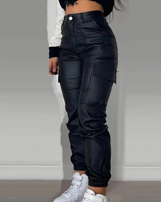 Yolanda® | Leder-Cargohose
