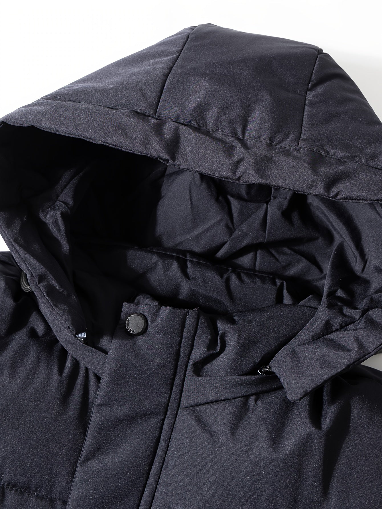 Warmer schwarzer dicker Steppmantel mit Kapuze für Herren | Ideal für den Winter