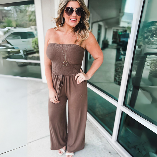 April - Ärmelloser Jumpsuit mit weitem Hosenbein für Damen