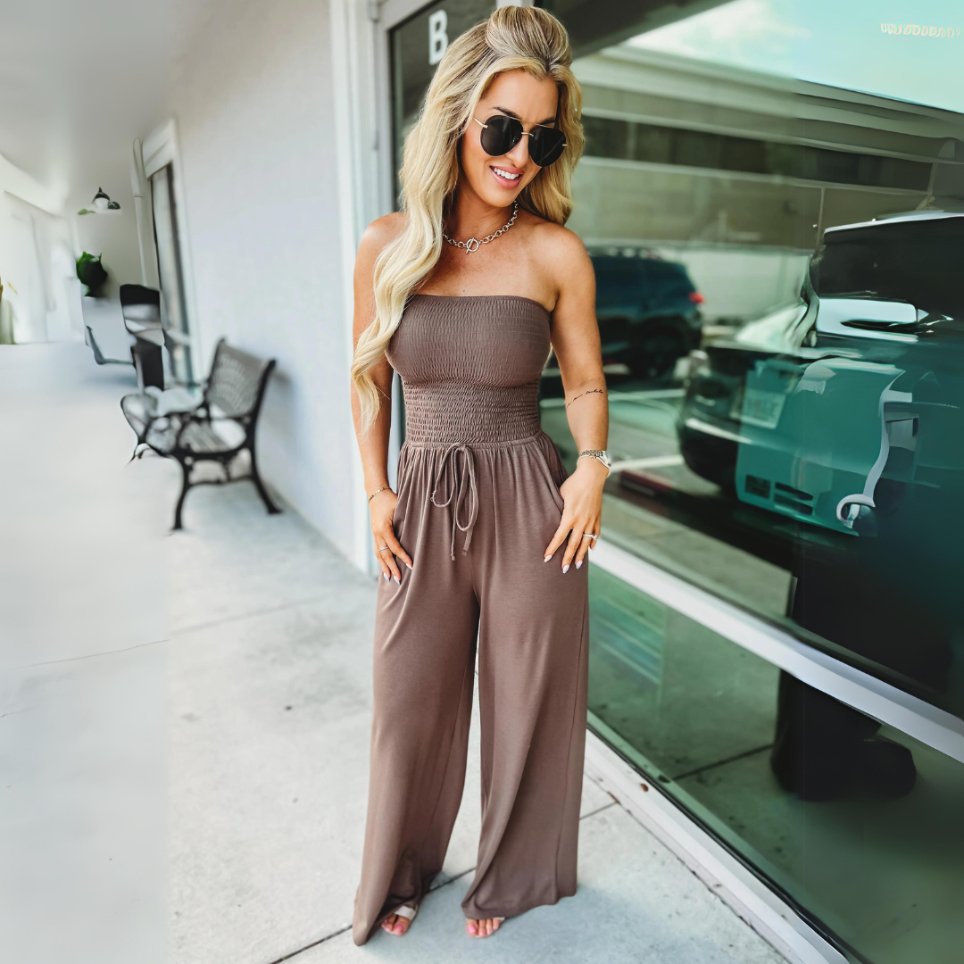 April - Ärmelloser Jumpsuit mit weitem Hosenbein für Damen