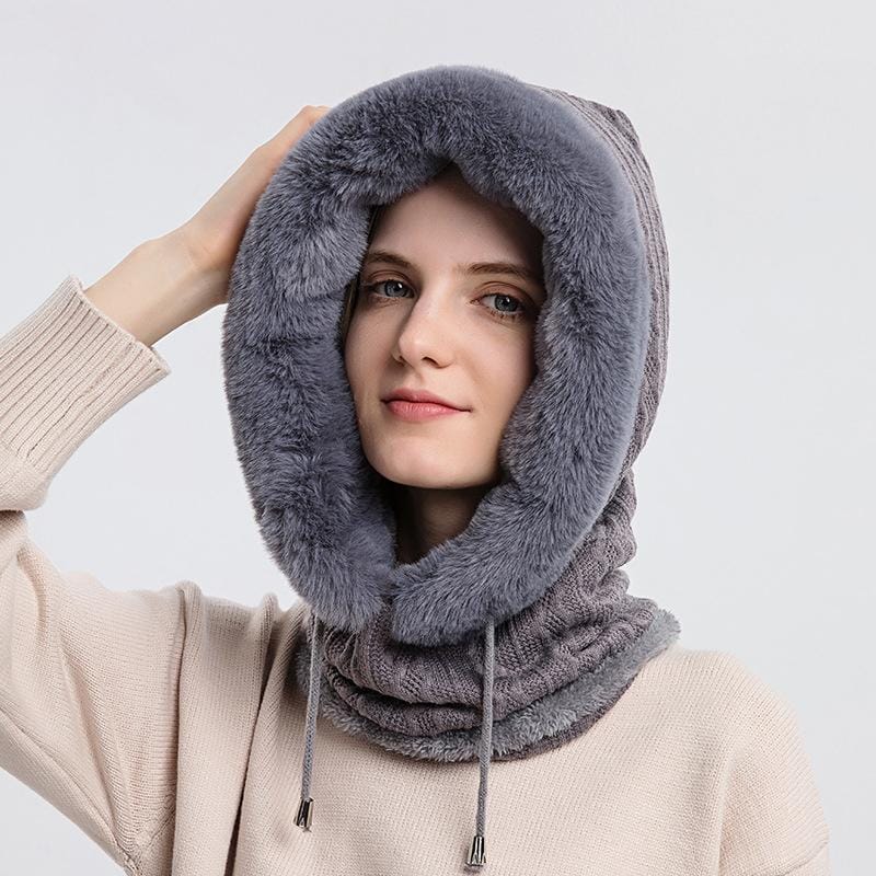 Winterpelzmütze mit Maske für Frauen