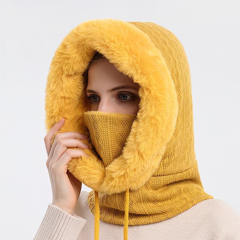 Winterpelzmütze mit Maske für Frauen