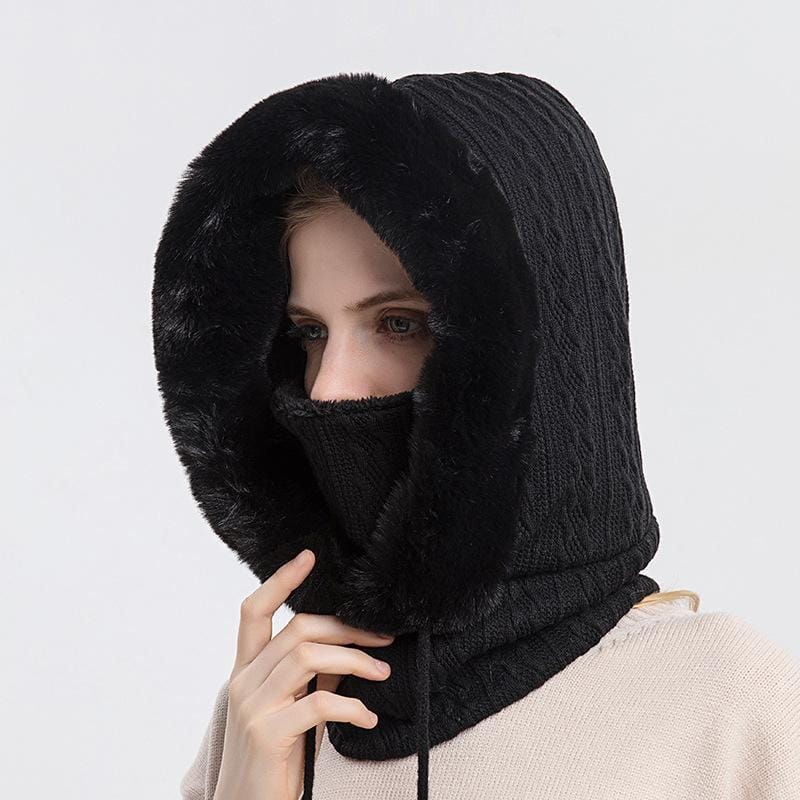Winterpelzmütze mit Maske für Frauen