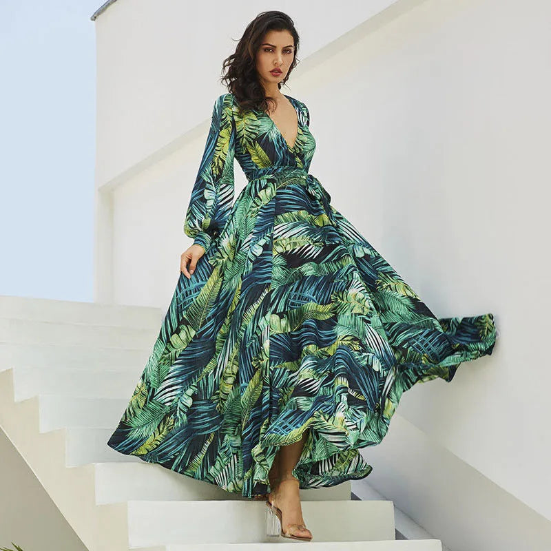 Zilvara | Elegantes Kleid mit V-Ausschnitt und Ballonärmeln
