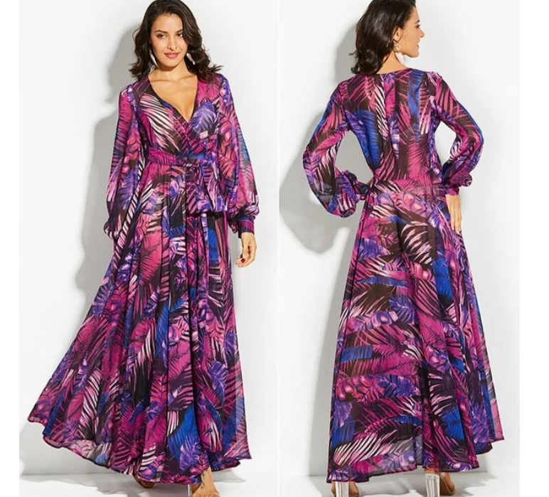 Zilvara | Elegantes Kleid mit V-Ausschnitt und Ballonärmeln