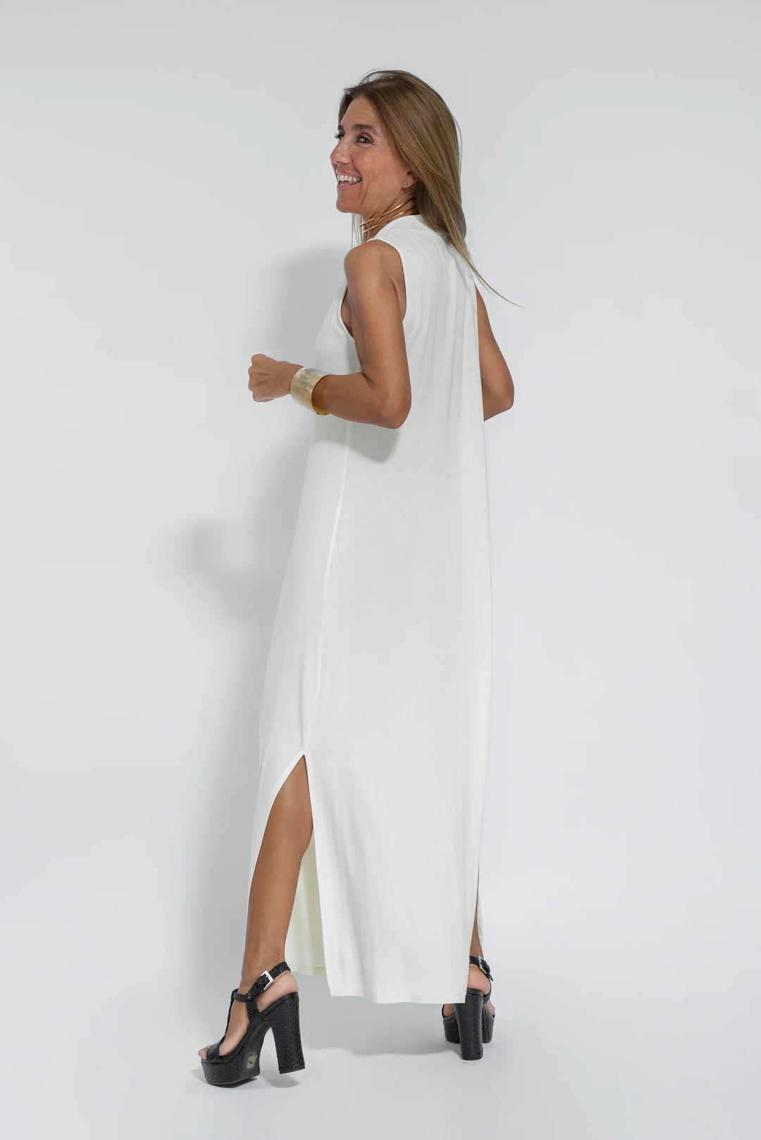 ANGELICA | LANGES KLEID MIT V-AUSSCHNITT