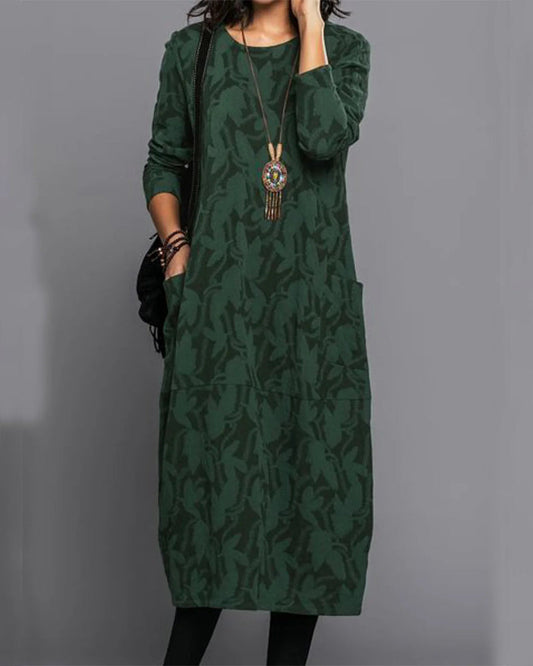 Adele | Langärmeliges Damenkleid mit Print und Taschen | Elegant, bequem & vielseitig