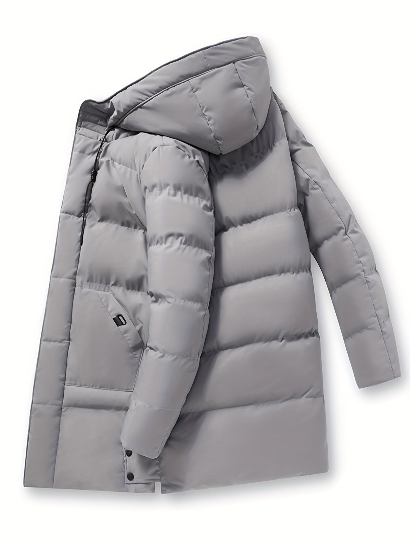 Warmer schwarzer Steppmantel mit Kapuze für Herren | Ideal für den Winter