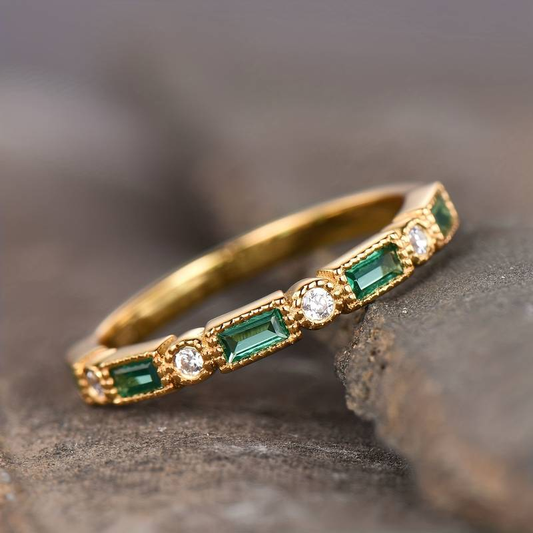 Alex - Grüner Einlage-Zirkonia Goldring