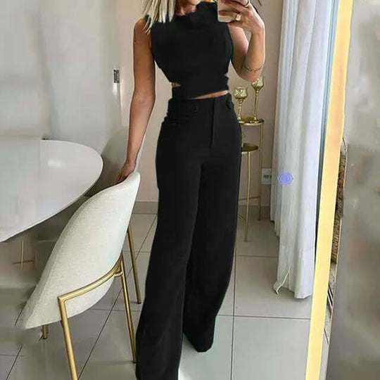 Alwine - Schickes Damen-Ensemble mit kurzem Oberteil und langer Hose
