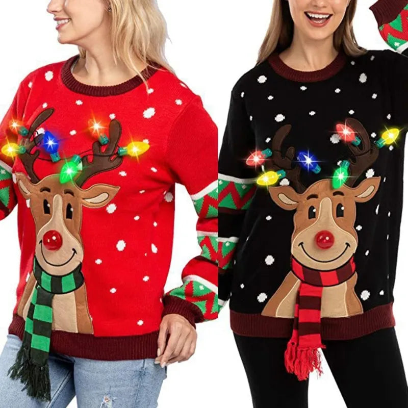 Weihnachtlicher Led-Beleuchteter Winterpullover für Damen